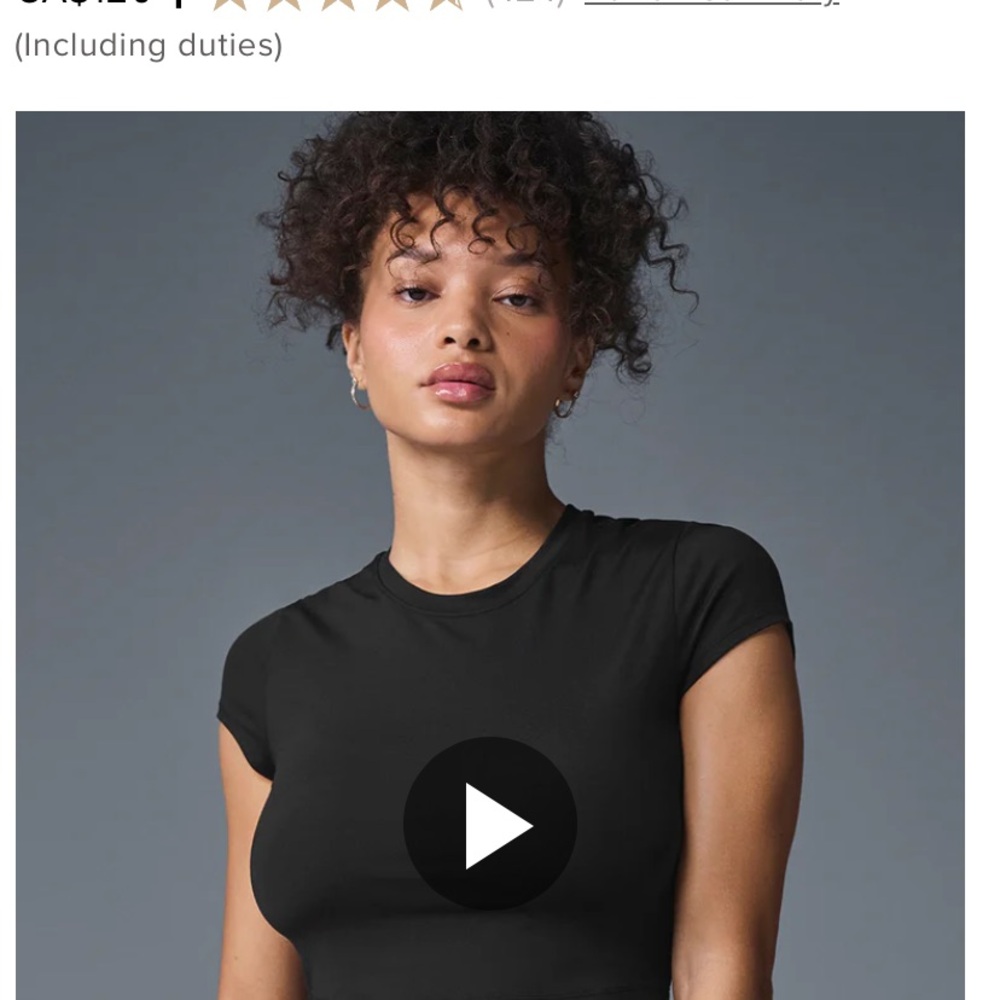 ALO Yoga alo soft finesse cropped  t-shirt - black - small - with Alo tags
